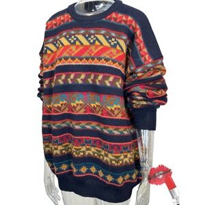 Peruvian Connection Sweater Women Size XL 100% Alpaca Multicolor Handmade FLAWED